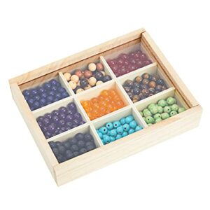 Small Unfinished Wood Box with Lid, 9 Compartment Storage Boxes (6.75 x 5.1 Inches, 2 Pack)