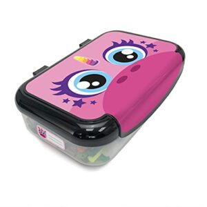 zipit large recycled plastic pencil box for girls, large capacity, fits up to 60 pens (pink unicorn)