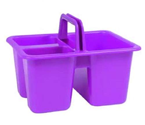 Kids Arts & Crafts Small Plastic Caddies with Handles, 3 Compartments, Assorted Colors 4-ct Set