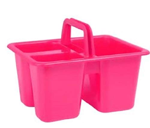 Kids Arts & Crafts Small Plastic Caddies with Handles, 3 Compartments, Assorted Colors 4-ct Set