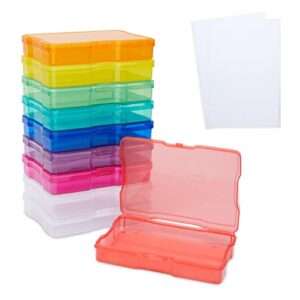 rainbow photo storage boxes for 4×6 inch pictures with 20 blank labels (10 pack)