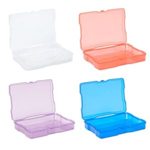 Rainbow Photo Storage Boxes for 4x6 Inch Pictures with 20 Blank Labels (10 Pack)