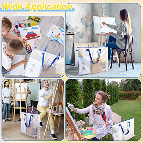 10 Pcs Art Portfolio Bag 19 x 25 Inch Folder Poster Storage Bag with Zipper and Handle for Artworks Transparent White Bag for Poster Bulletin Boards Painting Teaching Material Kids Art Portfolio, Blue