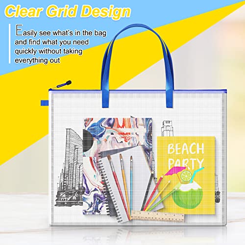 10 Pcs Art Portfolio Bag 19 x 25 Inch Folder Poster Storage Bag with Zipper and Handle for Artworks Transparent White Bag for Poster Bulletin Boards Painting Teaching Material Kids Art Portfolio, Blue