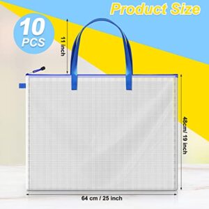 10 Pcs Art Portfolio Bag 19 x 25 Inch Folder Poster Storage Bag with Zipper and Handle for Artworks Transparent White Bag for Poster Bulletin Boards Painting Teaching Material Kids Art Portfolio, Blue