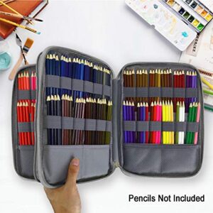 YOUSHARES 192 Slots Colored Pencil Case, Large Capacity Pencil Holder Pen Organizer Bag with Zipper for Prismacolor Watercolor Coloring Pencils, Gel Pens for Student & Artist (Learning Cat)