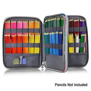 YOUSHARES 192 Slots Colored Pencil Case, Large Capacity Pencil Holder Pen Organizer Bag with Zipper for Prismacolor Watercolor Coloring Pencils, Gel Pens for Student & Artist (Learning Cat)