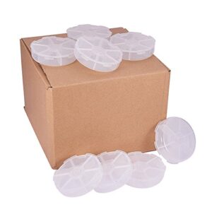 Pandahall 20Pcs 3.07 Inch Diameter Plastic Bead Storage Containers 6 Grids Transparent Clear Round Jewelry Boxes Organizers