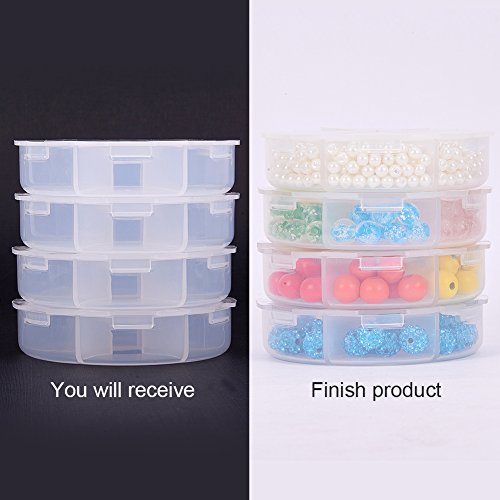 Pandahall 20Pcs 3.07 Inch Diameter Plastic Bead Storage Containers 6 Grids Transparent Clear Round Jewelry Boxes Organizers