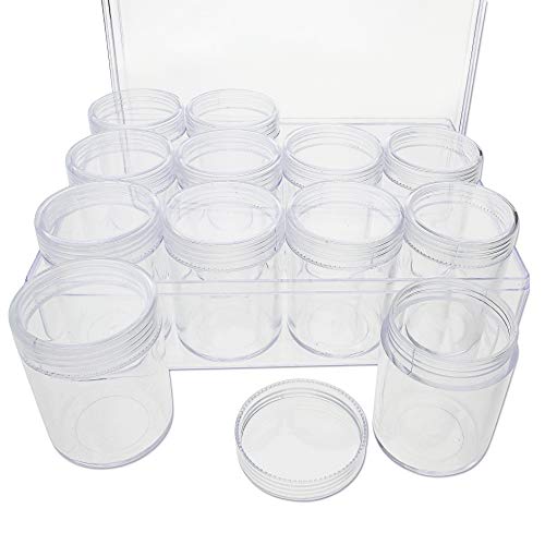 The Beadsmith Personality Case - Clear Storage Organizer Box, 6.25 x 4.75 x 2.1 inches - Includes 12 Small Containers with lids - 1.5 x 2 inches, Bead Holder