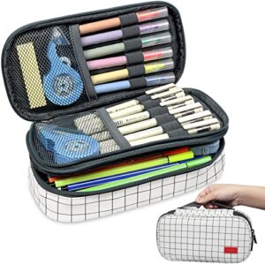 pencil case large capacity pencil pouch, pencil bag with three compartments organizers, pencil case canvas pencil pouch holder for students kids teens adults – 9.05 x2.75 x4.72 inches