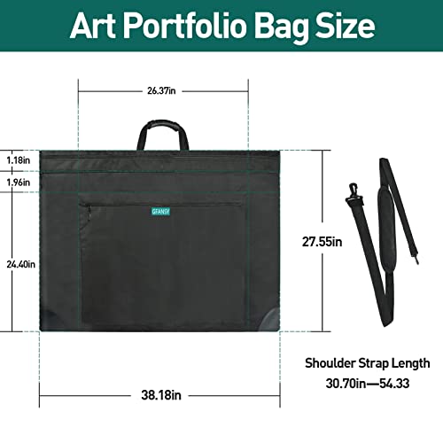 GFANSY Art Portfolio Tote Bag 24 x 36, Soft Portfolio Folder for Artwork, 600D Oxford Artist Portfolio Case with 3 Storage Bag & Detachable Shoulder Strap (24 x 36 inch)