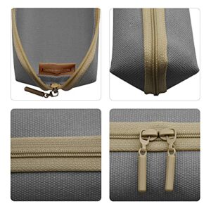 Enyuwlcm Canvas Stationery Stylish Small Pencil Pouch and Slim Pencil Case with 2 Zippers 1 Pack Dark Gray