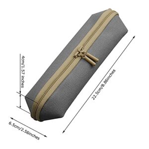 Enyuwlcm Canvas Stationery Stylish Small Pencil Pouch and Slim Pencil Case with 2 Zippers 1 Pack Dark Gray