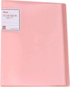a3 diamond painting storage book 30 pages, art portfolios painting storage book clear pockets sleeves protectors for artwork, report sheet, letter album folder storage bag, 11*17in/ 44 x 32.5cm (pink)