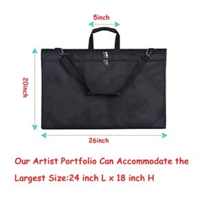 QXSMAHP Art Portfolio Case 18"X 24" Art Portfolio Tote Bag with Shoulder Strap Poster Drawing Bulletin Board Multi-Purpose Art Storage Bag