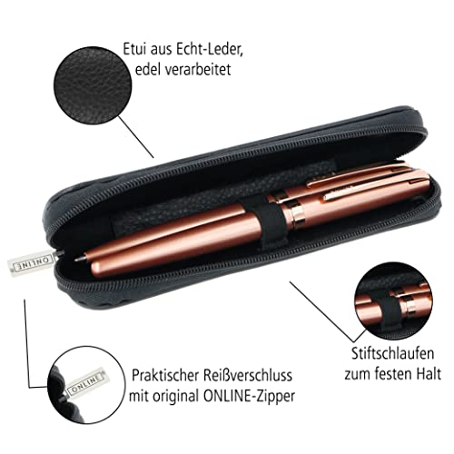Paradise Pen Company Leather Case Zipper Black for 2 Standard Pens (90686)