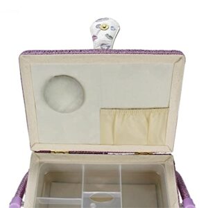 LUKEO European Style Portable Sewing Box Needle Thread Storage Case Container Home Bedroom