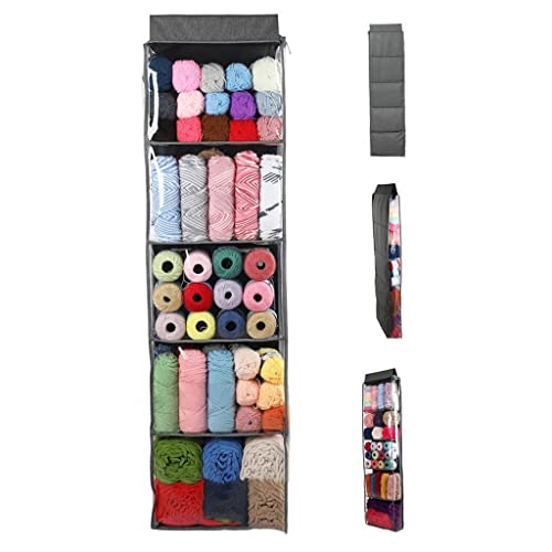 LUKEO Hanging Yarn Storage Bag Waterproof Oxford Cloth Wall Display Bulk Organizer Knitting Needles