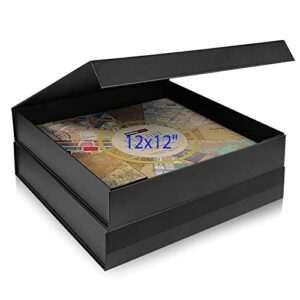 12×12 scrapbook storage box for scrapbooks, papers and supplies, odor free, solid black, 2 pcs 2 pack