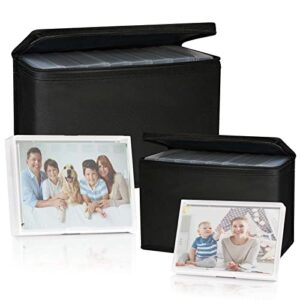 barhon photo storage boxes set – 8 pack 4×6 and 8 pack 5×7, photos case containers with lightproof zipper cloth bags, multi-sized seed organizer with handle for stickers craft (clear)