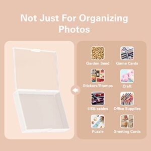 Barhon Photo Storage Boxes Set - 8 Pack 4x6 and 8 Pack 5x7, Photos Case Containers with Lightproof Zipper Cloth Bags, Multi-Sized Seed Organizer with Handle for Stickers Craft (Clear)