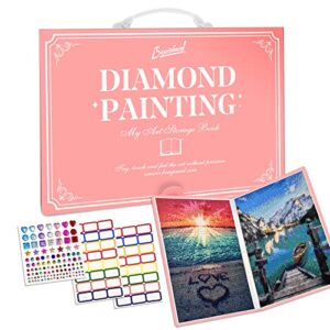 bougimal diamond painting storage book, diamond painting accessories with 20 pocket up to 40 pics, diamond art accessories and tools for artwork display and protection, a3 12×16 inches, pink