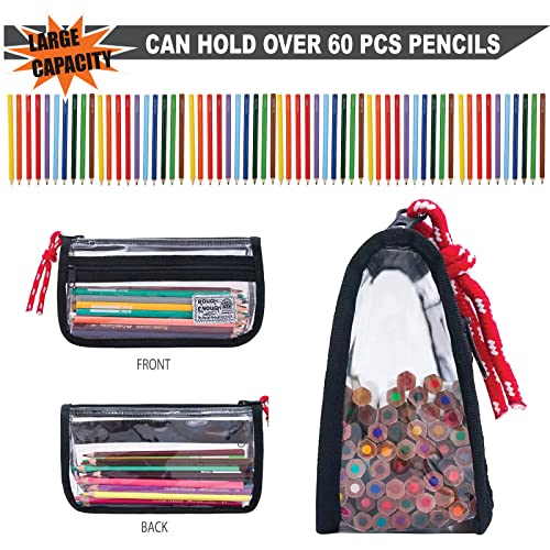 ROUGH ENOUGH Small Cute Clear Pencil Case for Girls Boys Kids Adults Clear Pencil Pouch Bag Holder for School