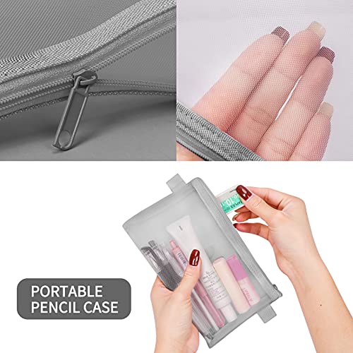 Toplive 3 Pieces Pencil Case Set, Clear Exam Pencil Pouch, Mesh Zipper Pen Pouch, Nylon Pencil Storage Pouch, Makeup Bag for Women, Portable Office Stationery Pouch for Students Adults