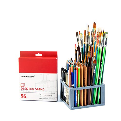 TRANSON Paint Brush Holder Organizer 96 Slots Desk Caddy for Pens, Pencils, Brushes, Markers