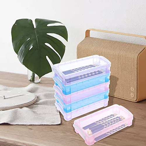 XMSound 6 Pack Large Capacity Pencil Box with White Buckles, Office Supplies Storage Organizer Box, Brush Painting Pencils Storage Box Watercolor Pen Container Drawing Tools