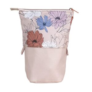 stand up pencil case – in bloom – keep track of your writing tools. perfect for desks and backpacks. coverts to pen cup. durable canvas material and gold metal zipper by erin condren