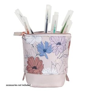 Stand Up Pencil Case - in Bloom - Keep Track of Your Writing Tools. Perfect for Desks and Backpacks. Coverts to Pen Cup. Durable Canvas Material and Gold Metal Zipper by Erin Condren