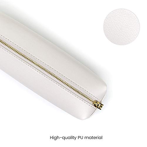 DOBMIT PU Pencil Pen Case Portable Stationery Bag Big Capacity Pencil Pouch Cosmetic Organizer Bag for Student Girl or Boy- Beige