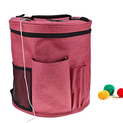 Little World Yarn Storage Bag, Knitting Organizer Tote for Protect Yarn and Prevent Tangling Knitting Accessories with Adjustable Strap for Mother's Day Gift (Large)