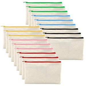 yarlung 18 pack canvas zipper pouch, 8×5 inches blank diy craft pencil case multipurpose makeup bags for pen, cosmetic, invoice bill, travel toiletry, 6 colors zippers