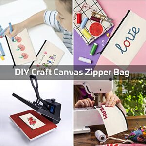 SEPGLITTER 4PCS Blank DIY Craft Bag Canvas Pouch Zipper Pen Pencil Case Cotton Invoice Pouch Bulk Cosmetic Bags for Makeup Travel Toiletry Storage 8.3 × 4.7 Inch（White）