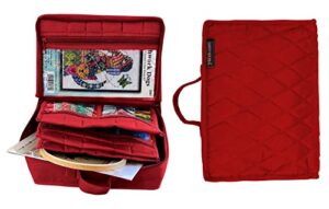 yazzii original craft organizer tote bag – portable storage bag organizer – multipurpose storage organizer for crafts, cosmetics & jewelry. red