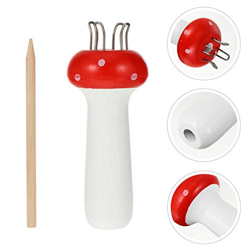 Milisten 1PCS French Knitter Wooden Knitting Spool Mushroom Yarn Knitting Spool Knitter Bead Jewelry Maker Braiding Weaving Tool