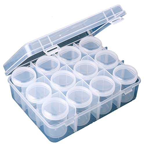 QIANBEIY 12 Grids Clear Plastic Diamond Bead Case Storage Containers Organizer Box with lids DIY Craft Art Jewelry Making Fishing Tackle Nail Small Charm Screw Organizers Box