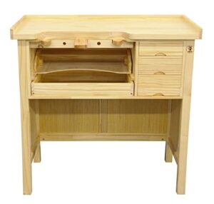 deluxe solid wooden jewelers bench workbench station with utility storage drawers for jewelry making