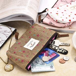 TecUnite 8 Pieces Pen Case Pencil Bag Canvas Pencil Pen Case Pen Holder Cosmetic Makeup Bag Set Christmas Present Bag (Floral Style)