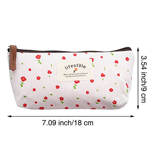 TecUnite 8 Pieces Pen Case Pencil Bag Canvas Pencil Pen Case Pen Holder Cosmetic Makeup Bag Set Christmas Present Bag (Floral Style)