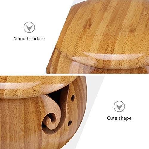Joyeee Handmade Yarn Bowl, 6.3'' Crafted Wooden Yarn Storage Bowl with Lid Crocheting Knitting Bowl Yarn Holder Gift for Knitting Crochet Enthusiasts