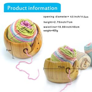 Joyeee Handmade Yarn Bowl, 6.3'' Crafted Wooden Yarn Storage Bowl with Lid Crocheting Knitting Bowl Yarn Holder Gift for Knitting Crochet Enthusiasts