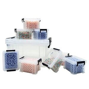 mini storage bins with lids, bead organizer boxes, plastic craft storage containers – 9 boxes