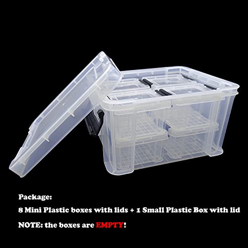 Mini Storage Bins with Lids, Bead Organizer Boxes, Plastic Craft Storage Containers - 9 Boxes