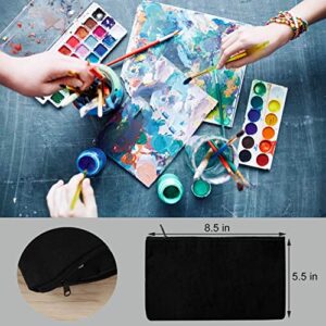 12 Pieces Blank Canvas Zipper Bags, 8.26 x 4.9 inch Multipurpose Makeup Bags for Vinyl DIY Crafts, Party Gift, Pencil Bag, Travel Toiletry Pouch (M, Black)