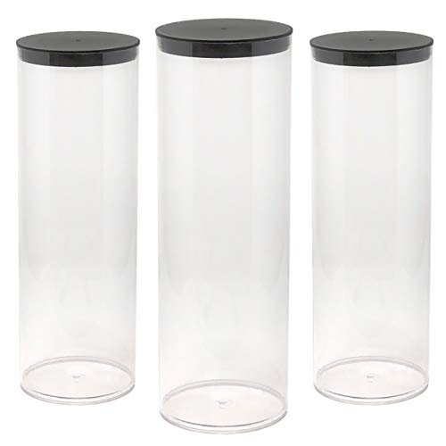 Prestige Import Group - 3" x 12.25" Transparent Clear Plastic (PETG) Storage Tubes with Black Lid - 4 Pack