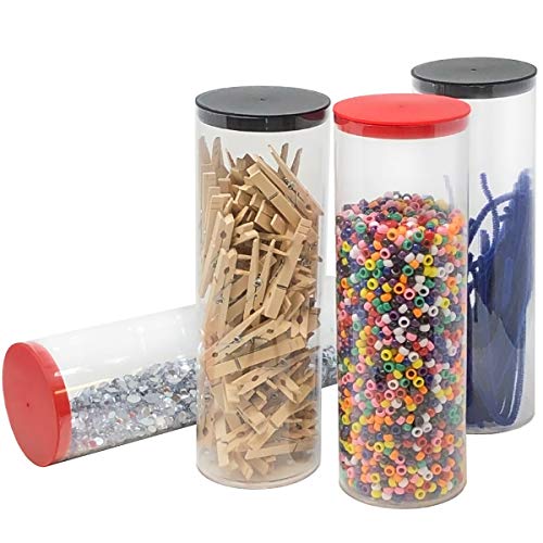 Prestige Import Group - 3" x 12.25" Transparent Clear Plastic (PETG) Storage Tubes with Black Lid - 4 Pack